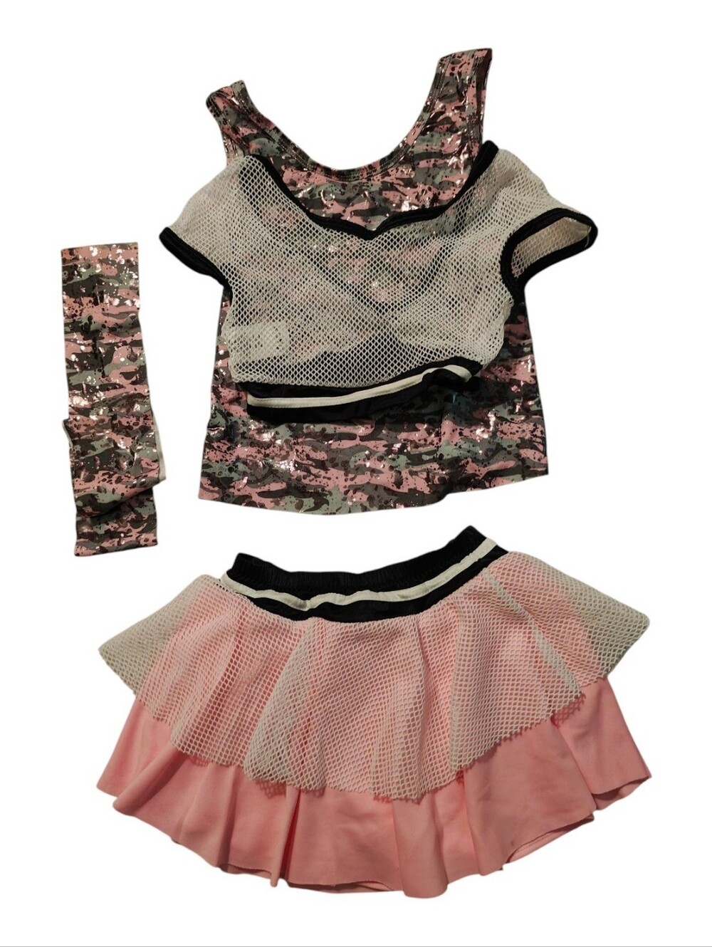 Girls Pink Camo Dance Set with Mesh Overlay Child 10